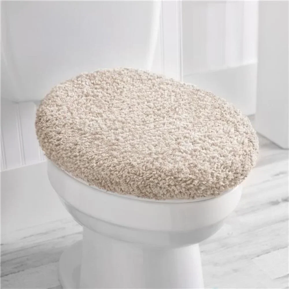 Basic Polyester Toilet Lid Cover, Tan, 19